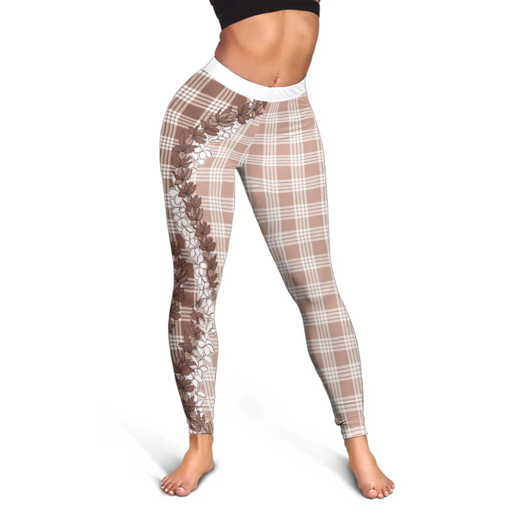 Beige Hawaii Palaka Leggings Hawaiian Honohono Lei