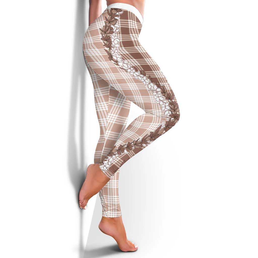 Beige Hawaii Palaka Leggings Hawaiian Honohono Lei