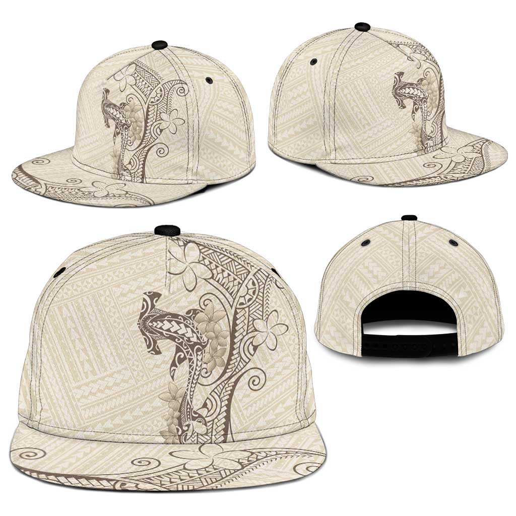 Beige Hawaii Snapback Cap Hammerhead Shark Tattoo Curve Polynesian - Polynesian Pride