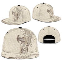 Beige Hawaii Snapback Cap Hammerhead Shark Tattoo Curve Polynesian - Polynesian Pride