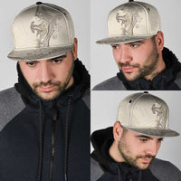 Beige Hawaii Snapback Cap Hammerhead Shark Tattoo Curve Polynesian - Polynesian Pride