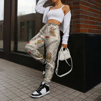 Beige Palaka Hawaii Mele Kalikimaka Jogger Pants Ohia Lehua Shell Leis Funny Gingerbread Santa - Polynesian Pride