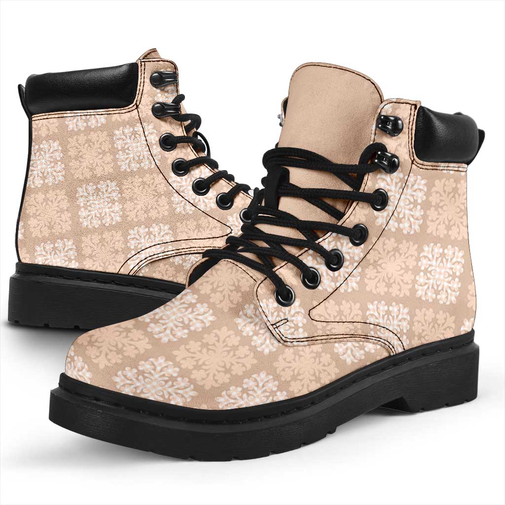 Beige Palaka Quilt Hawaii All Season Boots Traditional Hawaii-plaid Pattern - Polynesian Pride