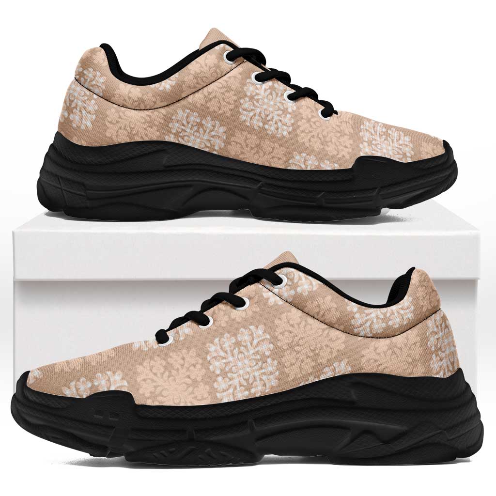Beige Palaka Quilt Hawaii Chunky Sneakers Traditional Hawaii-plaid Pattern LT14 Beige - Polynesian Pride