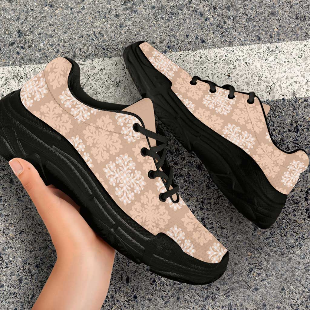 Beige Palaka Quilt Hawaii Chunky Sneakers Traditional Hawaii-plaid Pattern LT14 - Polynesian Pride