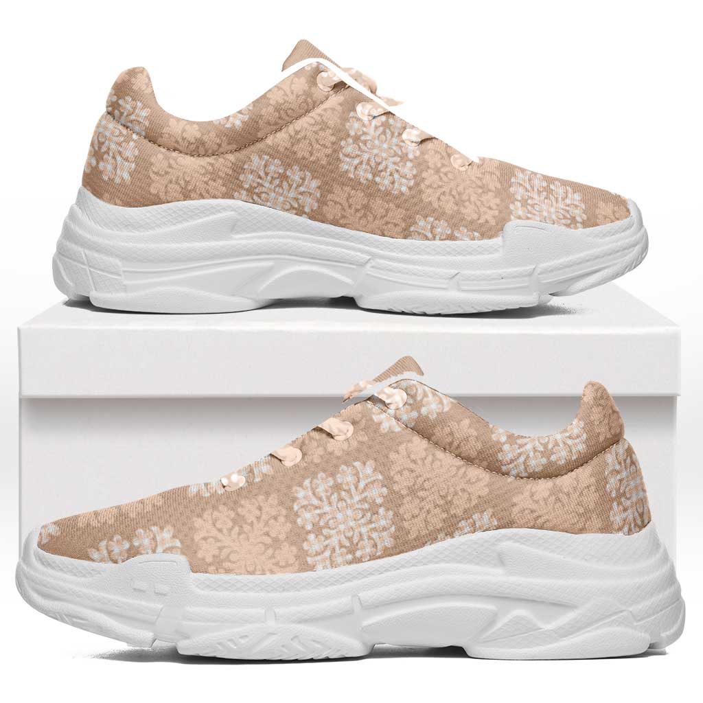Beige Palaka Quilt Hawaii Chunky Sneakers Traditional Hawaii-plaid Pattern LT14 Beige - Polynesian Pride