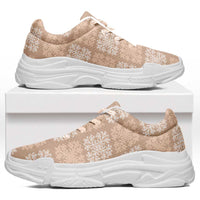 Beige Palaka Quilt Hawaii Chunky Sneakers Traditional Hawaii-plaid Pattern LT14 Beige - Polynesian Pride