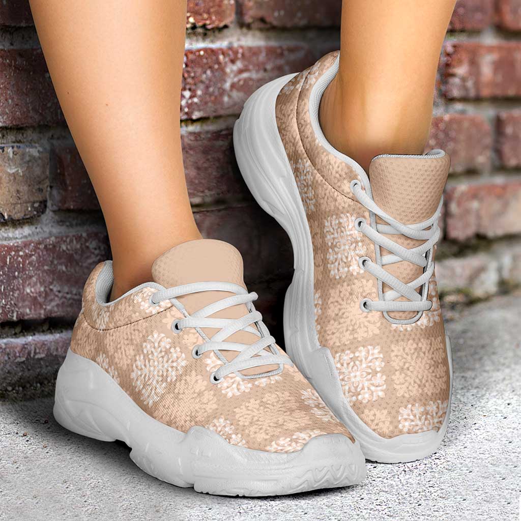 Beige Palaka Quilt Hawaii Chunky Sneakers Traditional Hawaii-plaid Pattern LT14 - Polynesian Pride