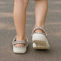 Beige Palaka Quilt Hawaii Clogs Shoes Hawaiian Tropical Monstera Sea Turtle