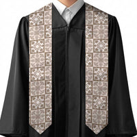 Beige Palaka Quilt Hawaii Graduation Stole Hawaiian Tropical Monstera Sea Turtle LT14 - Polynesian Pride