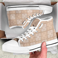 Beige Palaka Quilt Hawaii High Top Shoes Traditional Hawaii-plaid Pattern - Polynesian Pride