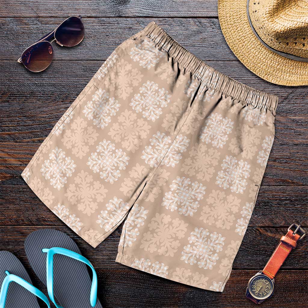 Beige Palaka Quilt Hawaii Shorts for Men Traditional Hawaii-plaid Pattern - Polynesian Pride