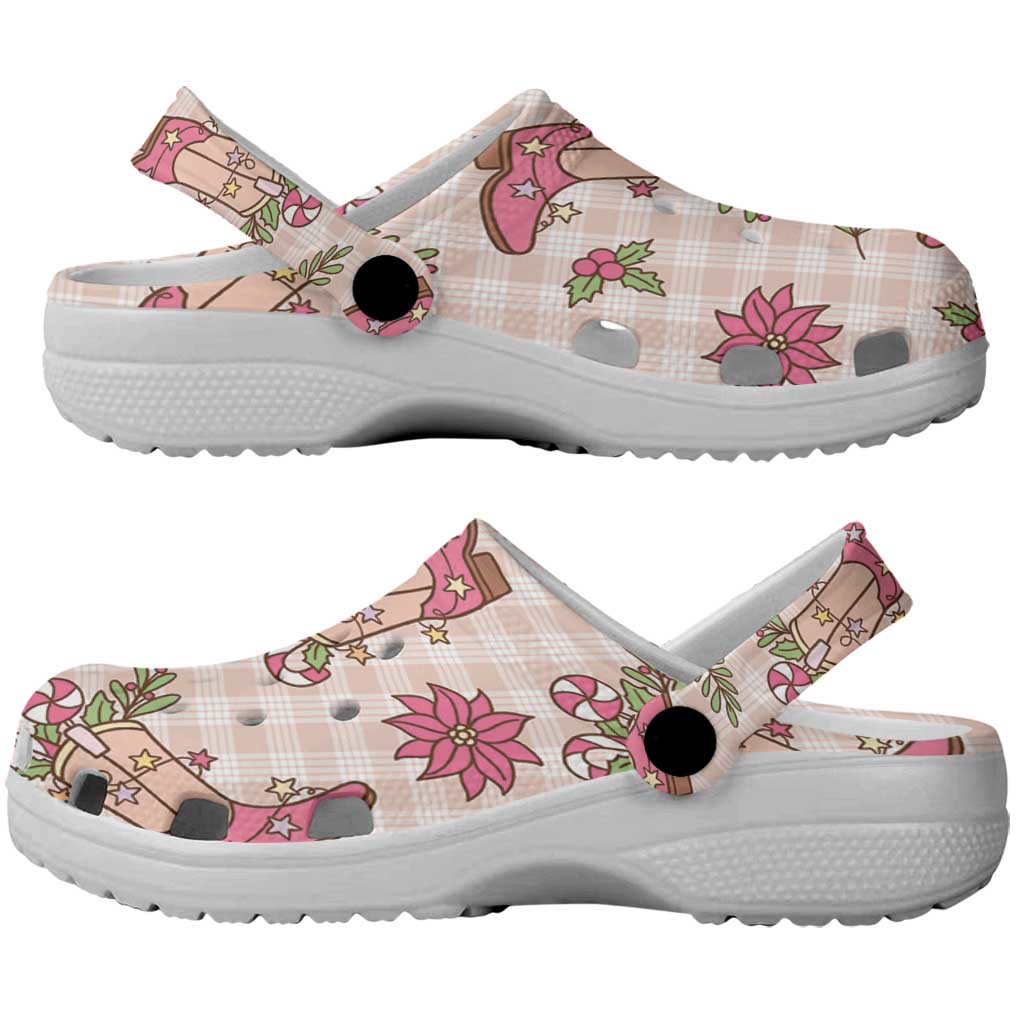 Beige Paniolo Palaka Hawaiian Cowgirl Christmas Clogs Shoes - Polynesian Pride