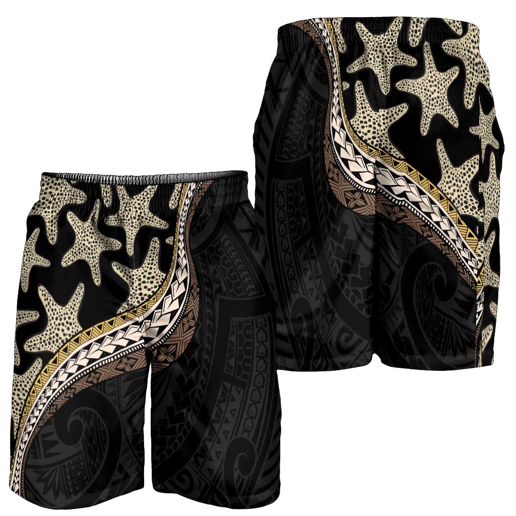 Beige Polynesian Starfish Unique Pattern Shorts for Men