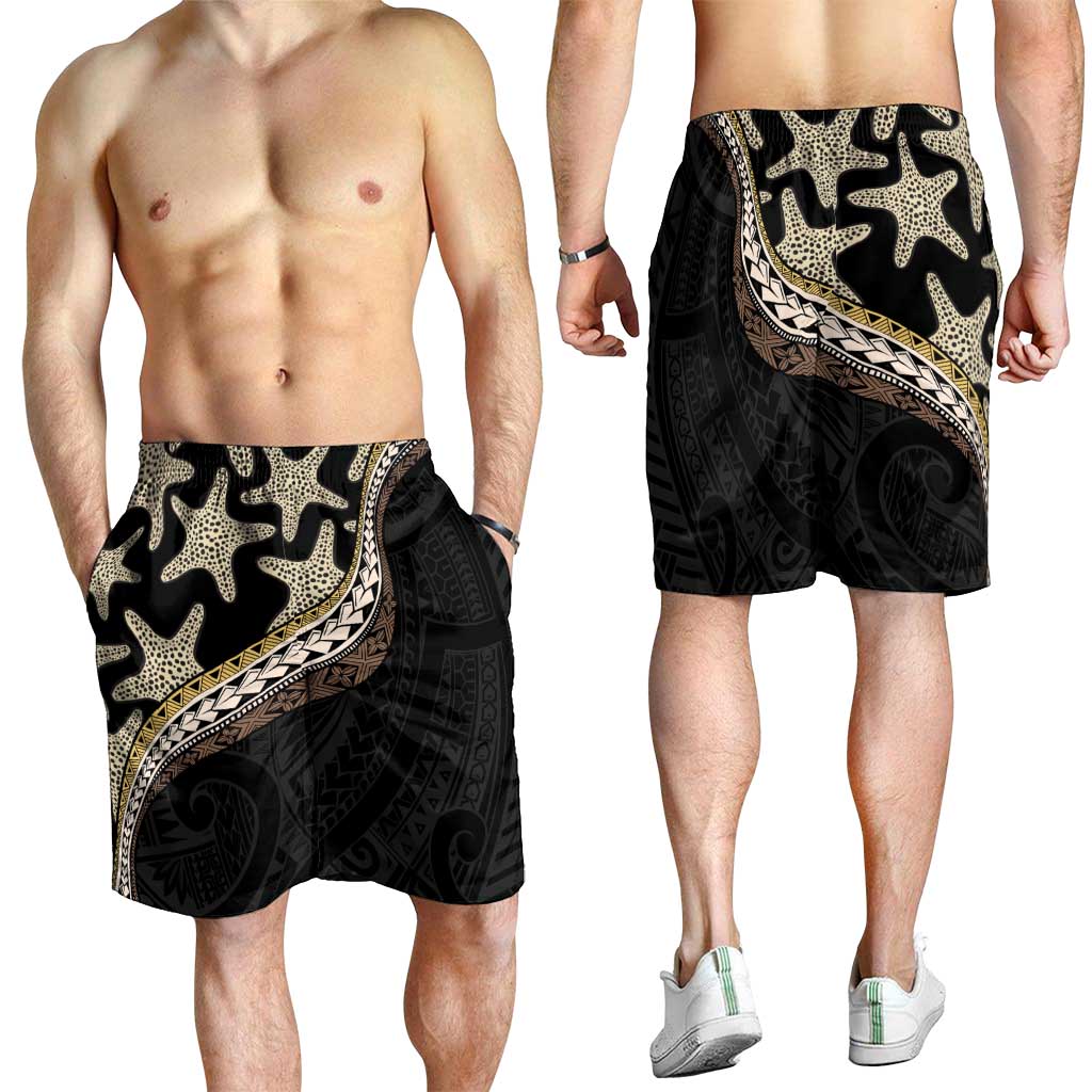 Beige Polynesian Starfish Unique Pattern Shorts for Men