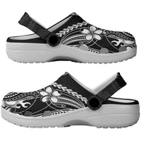 Black Aloha Hawaii Clogs Shoes Polynesian Shark Tattoo With Plumeria - Polynesian Pride