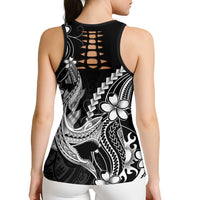 Black Aloha Hawaii Hollow Tank Top Polynesian Shark Tattoo With Plumeria - Polynesian Pride