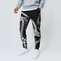 Black Aloha Hawaii Jogger Pants Polynesian Shark Tattoo With Plumeria LT14