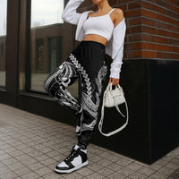 Black Aloha Hawaii Jogger Pants Polynesian Shark Tattoo With Plumeria LT14