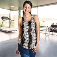 Black and Beige Hawaii Shell Lei Women Racerback Tank Hawaiian Sunrise Shell Hebrew Cone Plumeria - Polynesian Pride