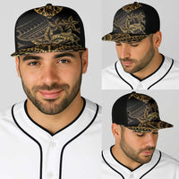 Black and Gold Polynesia Baseball Net Cap Plumeria Tattoo With Polynesian Pattern - Polynesian Pride