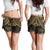Black and Gold Polynesia Shorts for Women Plumeria Tattoo With Polynesian Pattern - Polynesian Pride