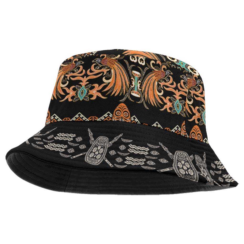 Black Batik Papua-inspired Pattern Bucket Hat - Polynesian Pride