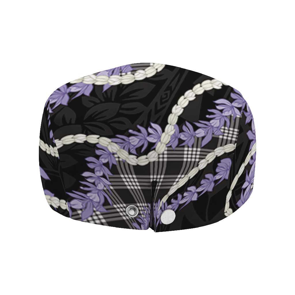 Black Hawaii Palaka Honohono Pikake Jeff Hat Hawaiian Orchid Lei Polynesian Pattern - Polynesian Pride