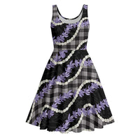 Black Hawaii Palaka Honohono Pikake Midi Dress Hawaiian Orchid Lei Polynesian Pattern - Polynesian Pride