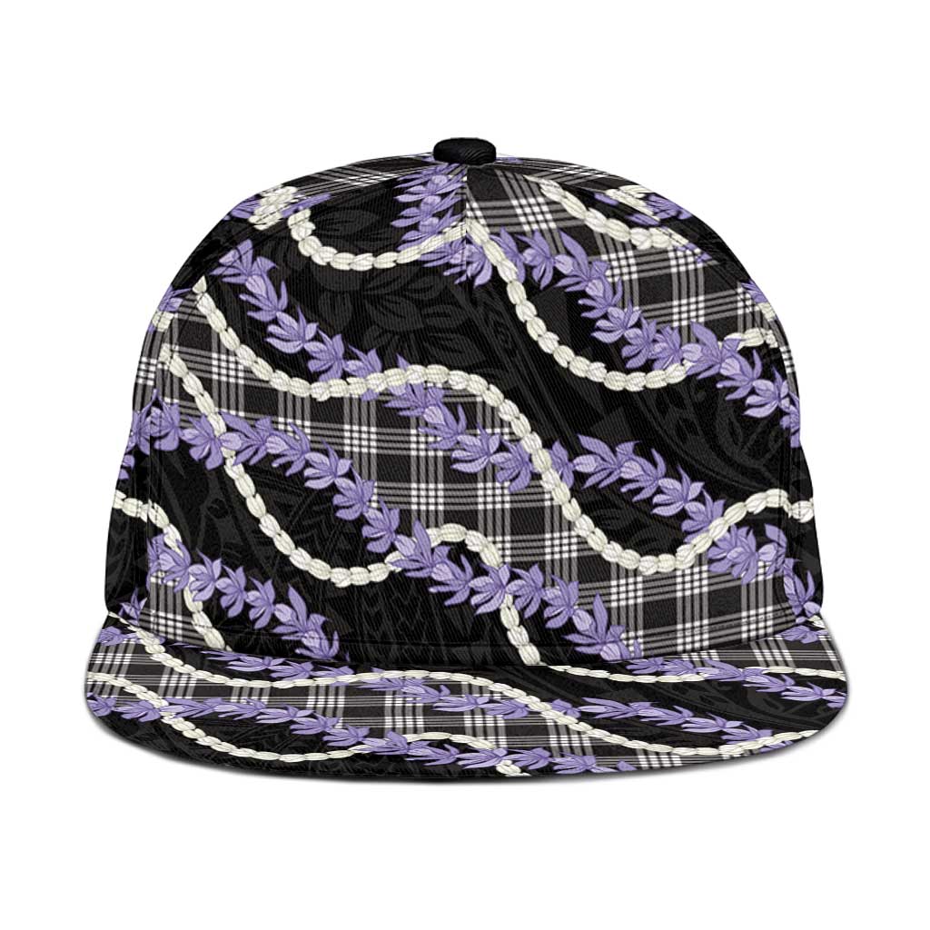 Black Hawaii Palaka Honohono Pikake Snapback Cap Hawaiian Orchid Lei Polynesian Pattern - Polynesian Pride