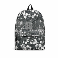 Black Hawaiian Tapa Tribal Hibiscus Backpack