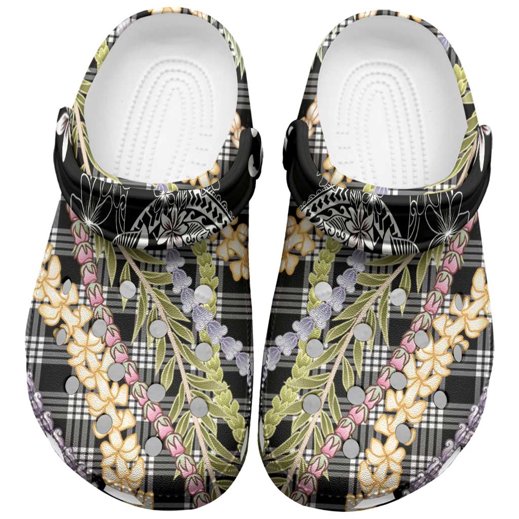 Black Palaka Hawaii Leis Clogs Shoes Hawaiian-plaid Elegant Tropical Vibes - Polynesian Pride