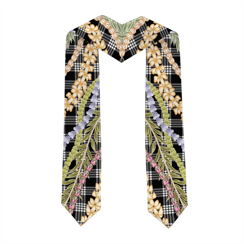 Black Palaka Hawaii Leis Graduation Stole Hawaiian-plaid Elegant Tropical Vibes - Polynesian Pride