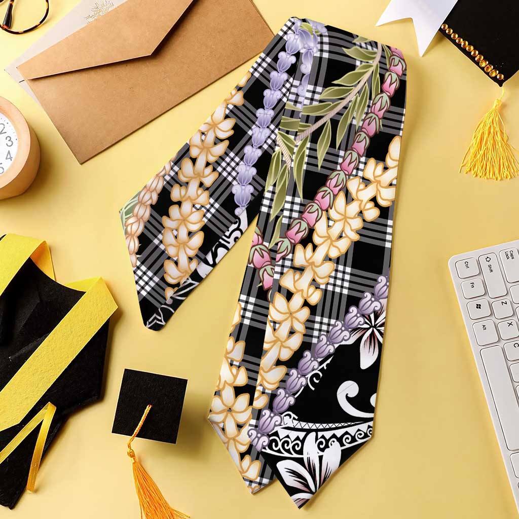 Black Palaka Hawaii Leis Graduation Stole Hawaiian-plaid Elegant Tropical Vibes - Polynesian Pride