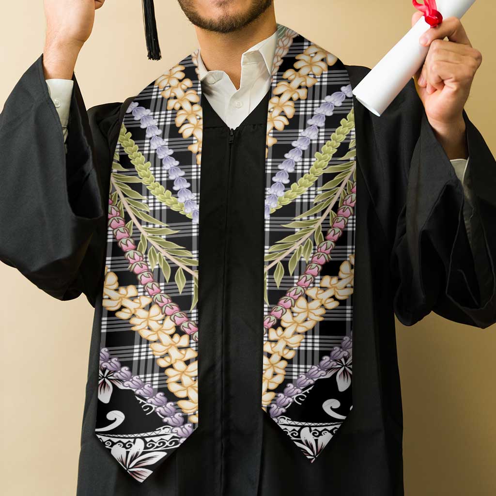Black Palaka Hawaii Leis Graduation Stole Hawaiian-plaid Elegant Tropical Vibes - Polynesian Pride