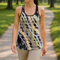 Black Palaka Hawaii Leis Hollow Tank Top Hawaiian-plaid Elegant Tropical Vibes - Polynesian Pride
