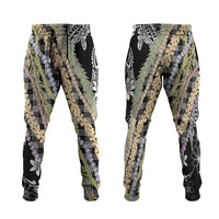 Black Palaka Hawaii Leis Jogger Pants Hawaiian-plaid Elegant Tropical Vibes - Polynesian Pride
