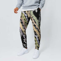 Black Palaka Hawaii Leis Jogger Pants Hawaiian-plaid Elegant Tropical Vibes - Polynesian Pride