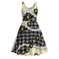 Black Palaka Hawaii Midi Dress Kukui Nut Pikake Lei Hawaiian Tapa Pattern - Polynesian Pride