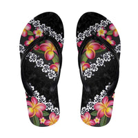 Black Polynesia Flip Flops Plumeria Hibiscus Tropical Vibes - Polynesian Pride