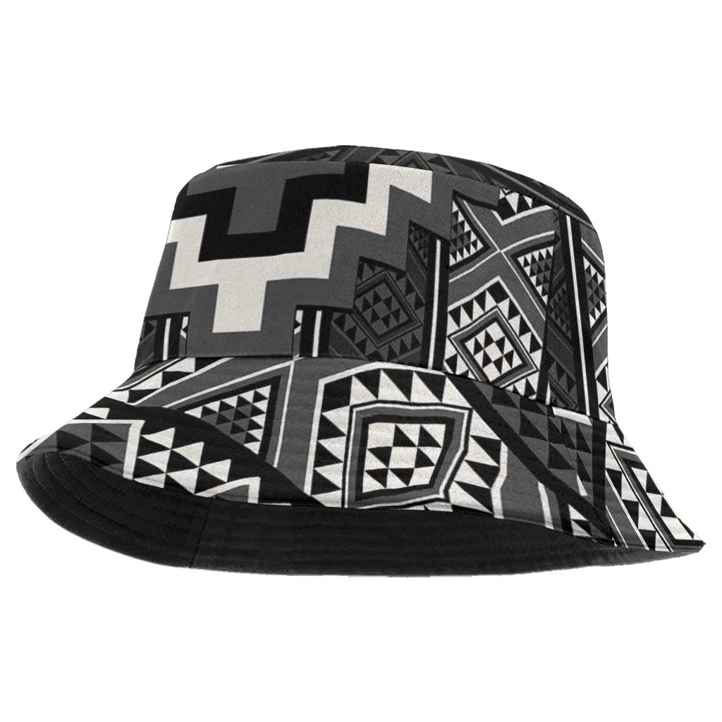 Black Taniko Aotearoa Bucket Hat Niho Taniwha Mix Poutama LT14