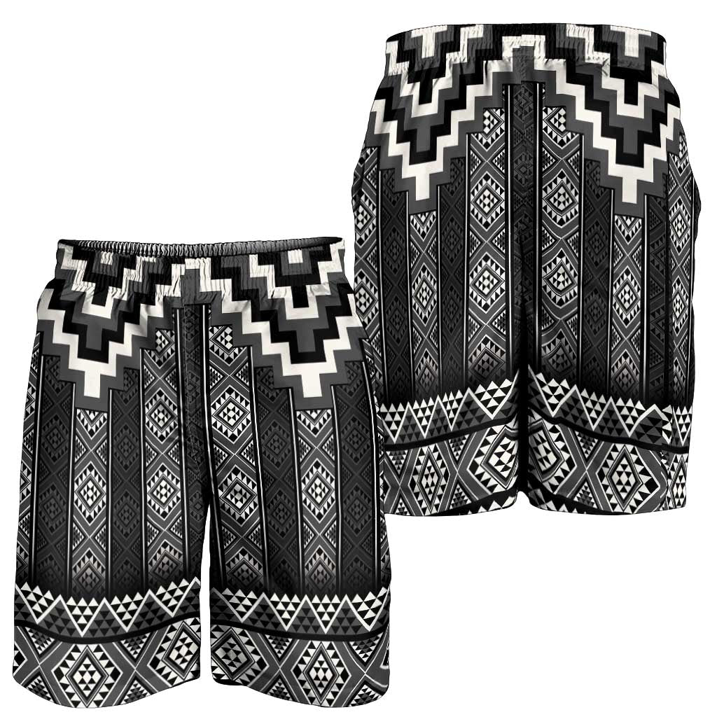 Black Taniko Aotearoa Shorts for Men Niho Taniwha Mix Poutama LT14