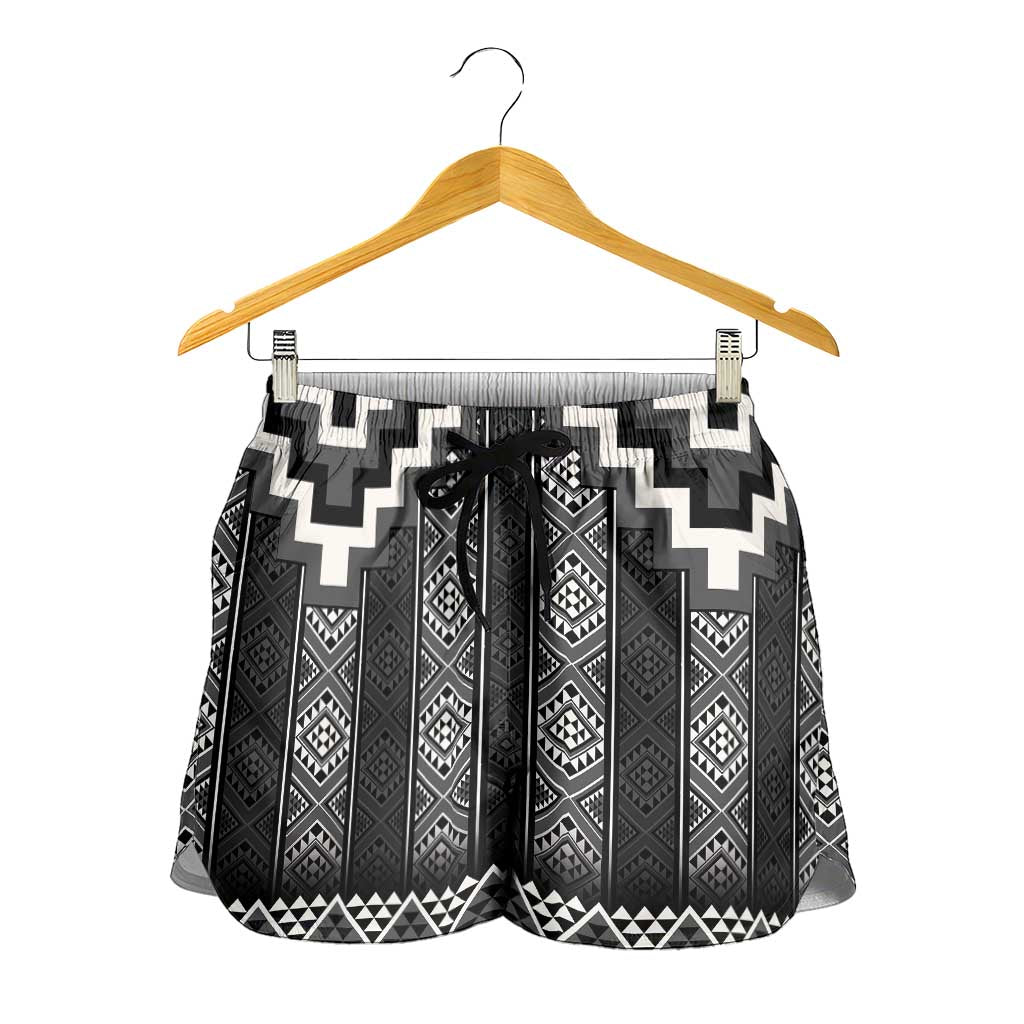 Black Taniko Aotearoa Shorts for Women Niho Taniwha Mix Poutama LT14 - Polynesian Pride