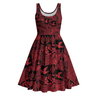 Black Tonga Kilisimasi Fiefia Midi Dress Pacific Patchwork Xmas Vibes - Polynesian Pride