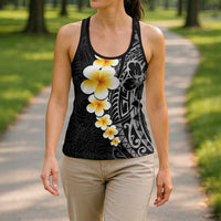 Black Tropical Plumeria With Galaxy Polynesian Art Hollow Tank Top - Polynesian Pride