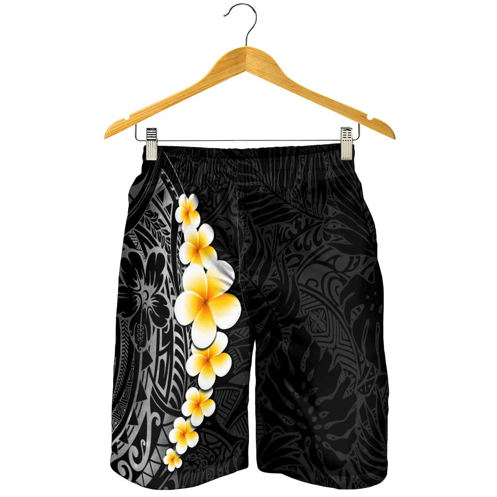 Black Tropical Plumeria With Galaxy Polynesian Art Shorts for Men - Polynesian Pride