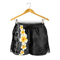 Black Tropical Plumeria With Galaxy Polynesian Art Shorts for Women - Polynesian Pride