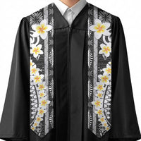 Black Vintage Tonga Ngatu Pattern With Plumeria Graduation Stole