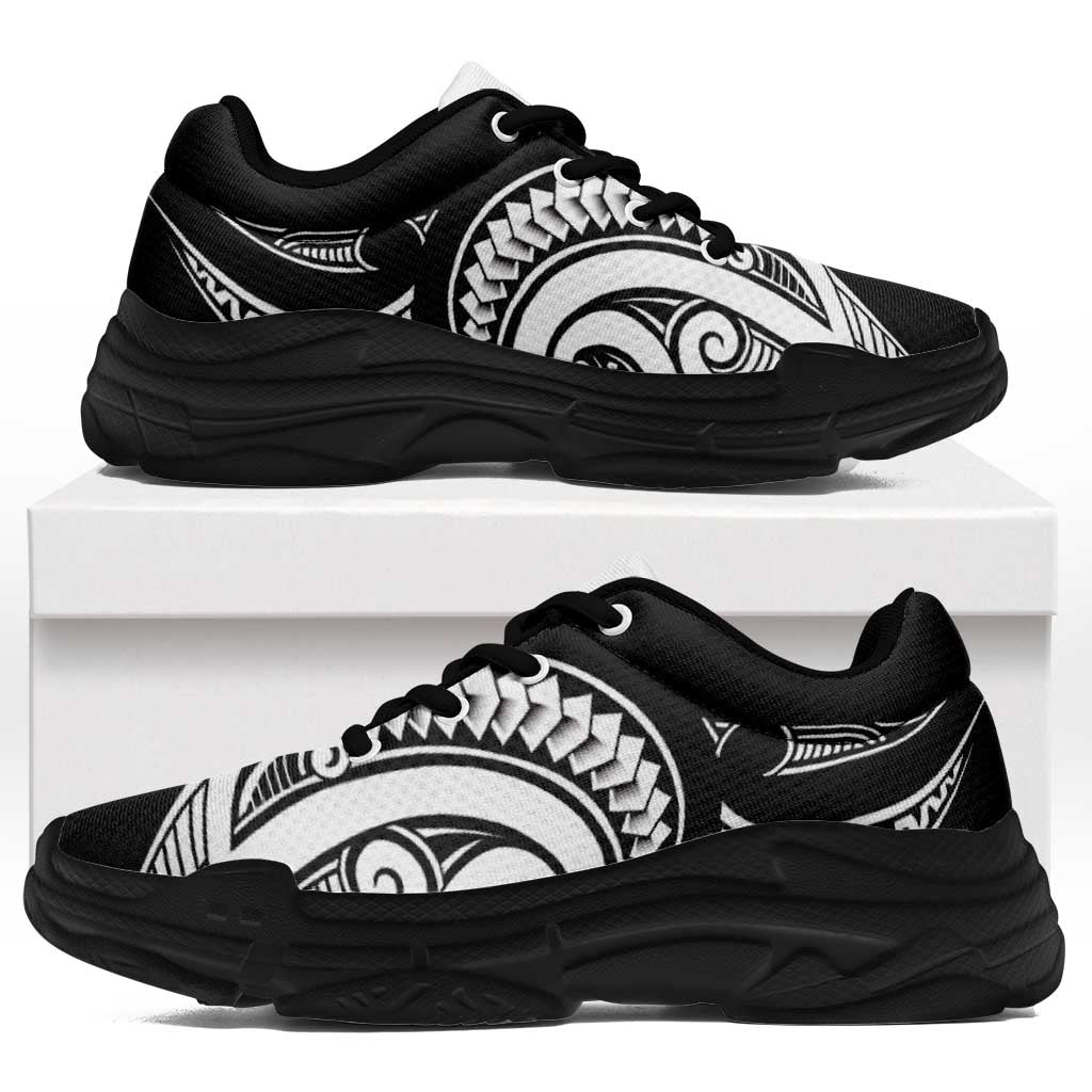 Black White New Zealand Puhoro Ta Moko Chunky Sneakers