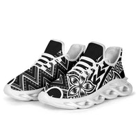 Black White New Zealand Taniko Motifs Clunky Sneakers Aotearoa Maori Plumeria Curve Style
